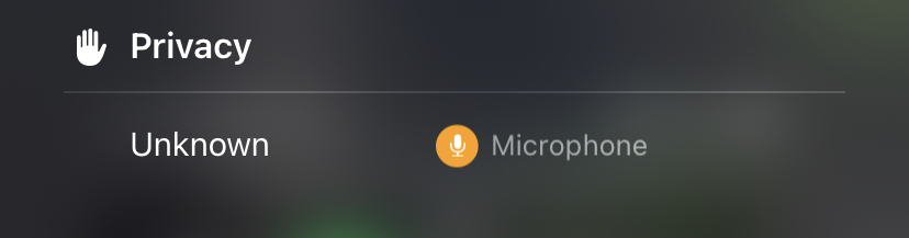 a notification from iOS that an app called “unknown” is using my microphone 